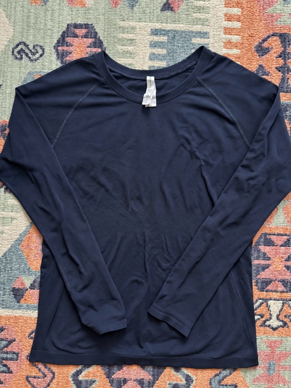 Athleta Momentum Seamless Top Navy Long Sleeve Large L #530524